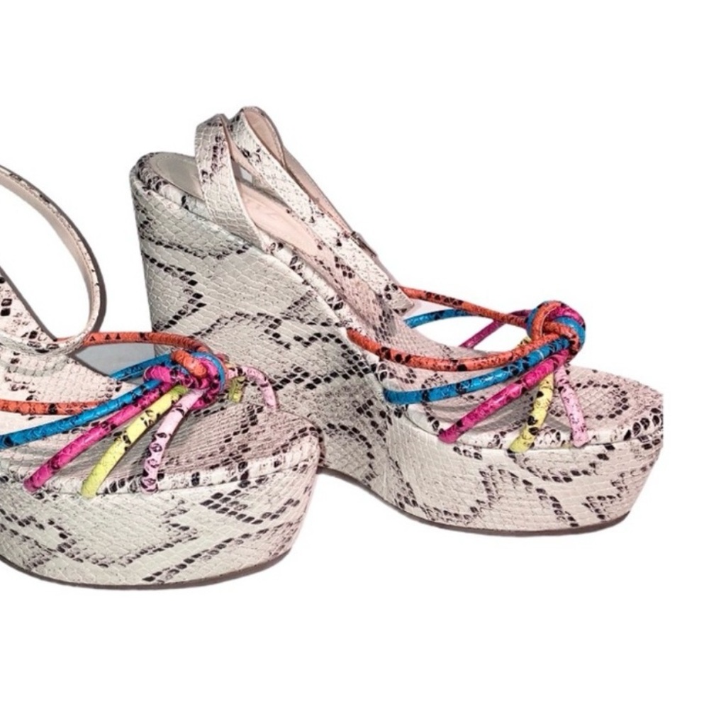 SCHUTZ Colorful Snakeskin Wedge Sandals